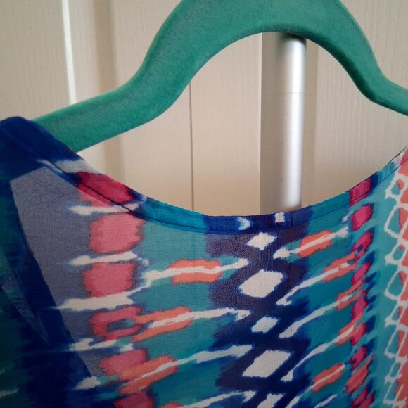 Ruby Red Wonen's Layered Pancho Top Blouse - Picture 5 of 8